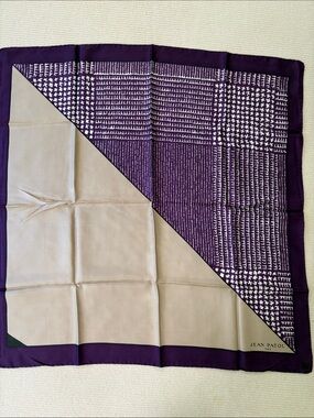 Jean Patou Purple and Cream Patterned Scarf